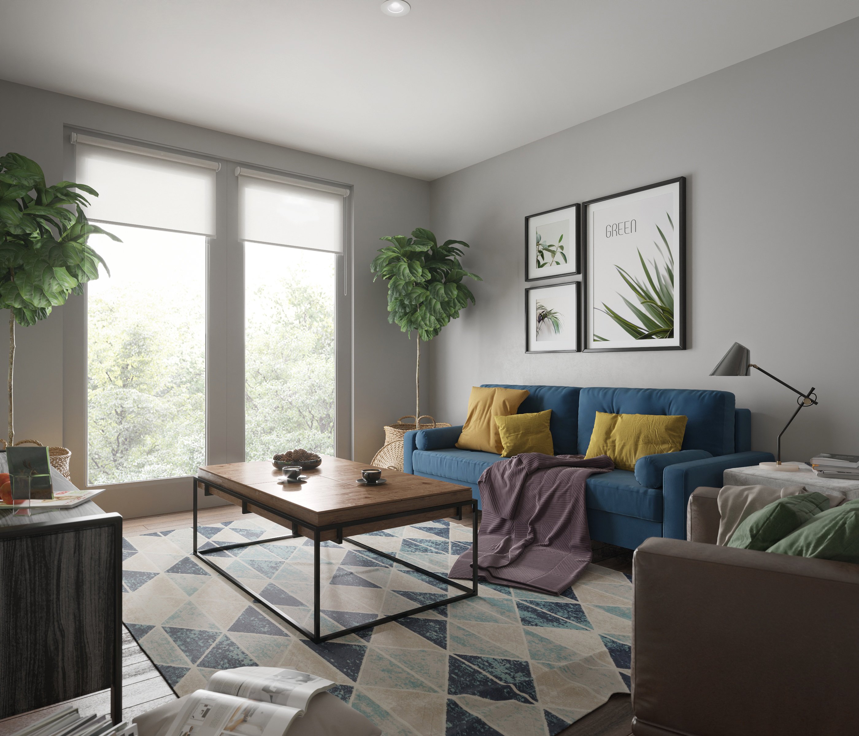 3D Rendering - Student Housing Living Room